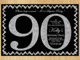 90th Birthday Invitations Free 90th Birthday Invitation Silver Glitter Birthday Party Invite