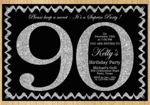 90th Birthday Invitations Free 90th Birthday Invitation Silver Glitter Birthday Party Invite