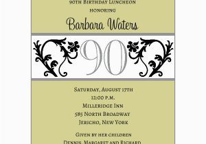 90th Birthday Invitations Free Elegant Vine Chartreuse 90th Birthday Invitations Paperstyle