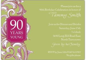 90th Birthday Invitations Wording Samples 90th Birthday Border Scroll Moss Invitations Paperstyle