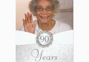 90th Birthday Photo Invitations 90th Birthday Photo Invitations Silver White Zazzle