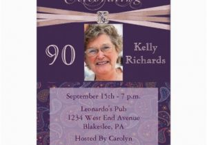 90th Birthday Photo Invitations Elegant 90th Birthday Party Photo Invitations Zazzle
