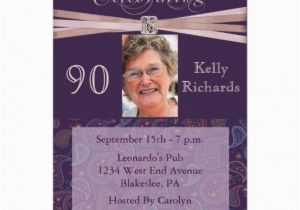 90th Birthday Photo Invitations Elegant 90th Birthday Party Photo Invitations Zazzle