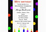 95th Birthday Party Invitations 95th Birthday Party Invitation Candles and Dots 13 Cm X