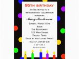 95th Birthday Party Invitations 95th Birthday Party Invitation Candles and Dots 13 Cm X