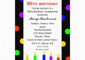 95th Birthday Party Invitations 95th Birthday Party Invitation Candles and Dots 13 Cm X