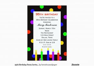 95th Birthday Party Invitations 95th Birthday Party Invitation Candles and Dots