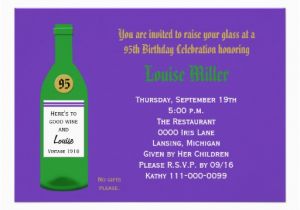 95th Birthday Party Invitations 95th Birthday Party Invitation Purple 5 Quot X 7