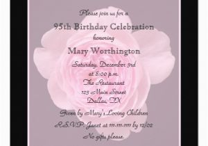 95th Birthday Party Invitations 95th Birthday Party Invitation Rose for 95th 5 25