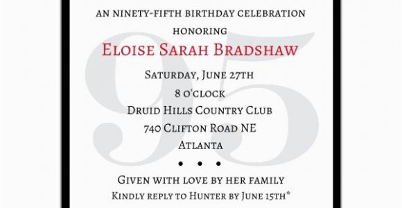 95th Birthday Party Invitations Classic 95th Birthday Celebrate Party Invitations Paperstyle