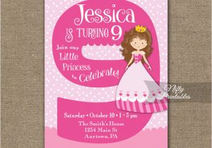 9th Birthday Invitation Wording 9th Birthday Invitation Pink Princess Invitation Nifty