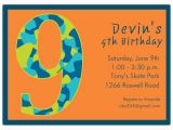 9th Birthday Invitation Wording Birthday Boy Camo 9th Birthday Invitations Paperstyle