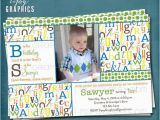 Abc Birthday Cards Alphabet Birthday Party Abc Photo Card Invitation Any