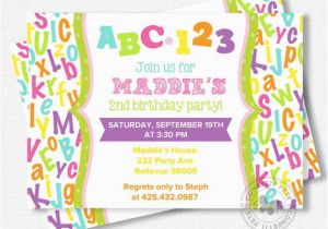 Abc Birthday Invitations Abc Birthday Invitation Alphabet Birthday Invitation First