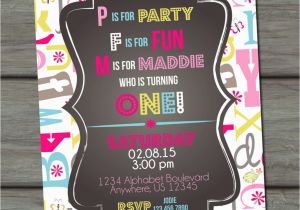 Abc Birthday Invitations Abc Birthday Invitation First Birthday by Partyinvitesandmore