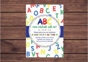 Abc Birthday Invitations Abc Birthday Invitations Boy Alphabet Birthday Invitation