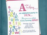 Abc Birthday Invitations Alphabet Birthday Invitation Colorful Abc Library Invite