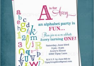 Abc Birthday Invitations Alphabet Birthday Invitation Colorful Abc Library Invite