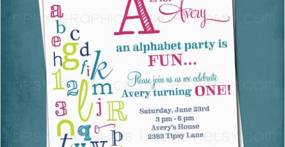 Abc Birthday Invitations Alphabet Birthday Invitation Colorful Abc Library Invite