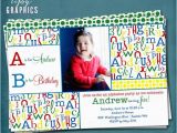 Abc Birthday Invitations Alphabet Photo Birthday Invitation Abc Library Party