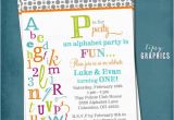 Abc Birthday Invitations P is for Party Abc Colorful Alphabet Birthday Party