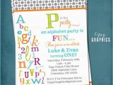 Abc Birthday Invitations P is for Party Abc Colorful Alphabet Birthday Party