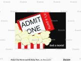 Admit One Birthday Invitations Admit One Movie and Birthday Party Invitation