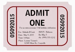 Admit One Birthday Invitations Admit One Ticket Birthday Party Invitation Zazzle