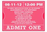 Admit One Birthday Invitations Personalized Admit One Invitations Custominvitations4u Com