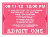 Admit One Birthday Invitations Personalized Admit One Invitations Custominvitations4u Com