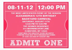 Admit One Birthday Invitations Personalized Admit One Invitations Custominvitations4u Com