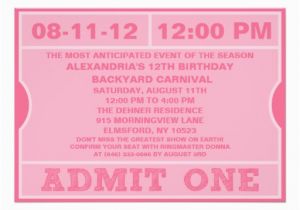 Admit One Birthday Invitations Pink Admit One Ticket Invitation Birthday Party Zazzle