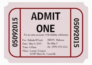 Admit One Birthday Invitations Printable Admit One Ticket Birthday Party Invitation Zazzle