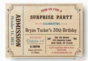 Admit One Birthday Invitations Printable Adult Surprise Birthday Invite Admit One Ticket Birthday