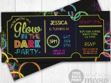 Admit One Birthday Invitations Printable Glow In the Dark Invitations Tickets Admit One Party Invite