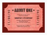 Admit One Birthday Invitations Red Admit One Ticket Invitations Zazzle Com Au