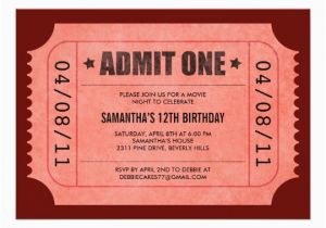 Admit One Birthday Invitations Red Admit One Ticket Invitations Zazzle Com Au