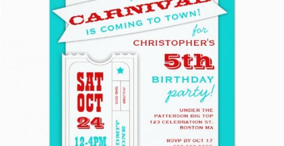 Admit One Ticket Birthday Invitation Admit One Carnival Birthday Party Invitation Zazzle