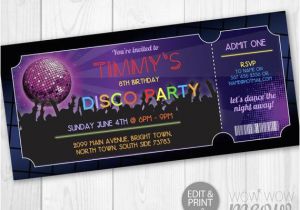 Admit One Ticket Birthday Invitation Disco Ticket Invites Admit One Party Invite Birthday Instant