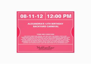 Admit One Ticket Birthday Invitation Pink Admit One Ticket Invitation Birthday Party Zazzle