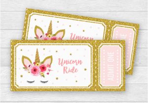 Admit One Ticket Birthday Invitation Unicorn Birthday Party Ride Tickets Admit One Pink