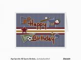 Age Specific Birthday Cards Age Specific All Sports Birthday Card Template Zazzle