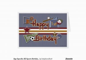 Age Specific Birthday Cards Age Specific All Sports Birthday Card Template Zazzle