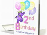 Age Specific Birthday Cards Great Granddaughter 2nd Birthday Teddy Bear Princess Card