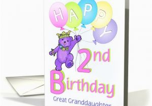 Age Specific Birthday Cards Great Granddaughter 2nd Birthday Teddy Bear Princess Card