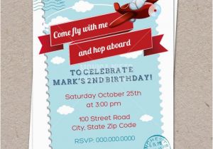 Airplane Birthday Invites Retro Airplane Birthday Invitation Aviator Invitation