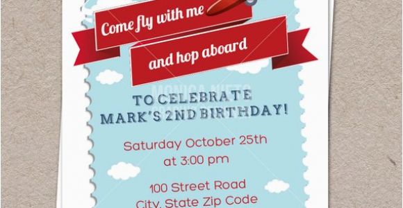 Airplane Birthday Invites Retro Airplane Birthday Invitation Aviator Invitation