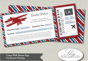 Airplane Birthday Invites Vintage Airplane Boarding Pass Invitations Ticket Up Up and