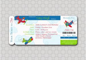 Airplane Boarding Pass Birthday Invitations Airplane Birthday Invitation Plane Boarding Pass