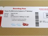 Airplane Boarding Pass Birthday Invitations Airplane Birthday Party